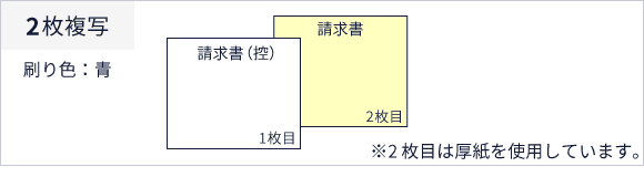 複写の説明　2枚複写、刷り色：青、1枚目：請求書（控）、2枚目：請求書