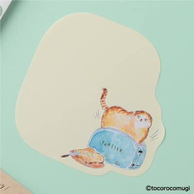 しっかり貼れるピタふせん M（メモタイプ）／トコロコムギ 焼きたてトーストにゃんこの画像03