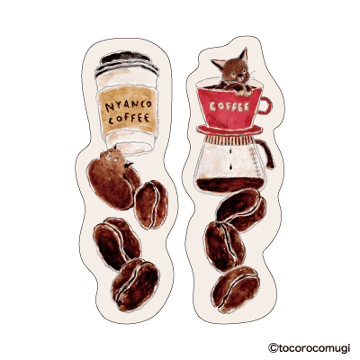 しっかり貼れるピタふせん S（ブックマークタイプ）／トコロコムギ 焙煎コーヒー豆にゃんこの画像02