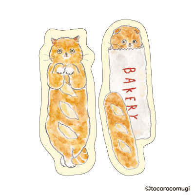 しっかり貼れるピタふせん S（ブックマークタイプ）／トコロコムギ カリもちフランスパンにゃんこの画像02