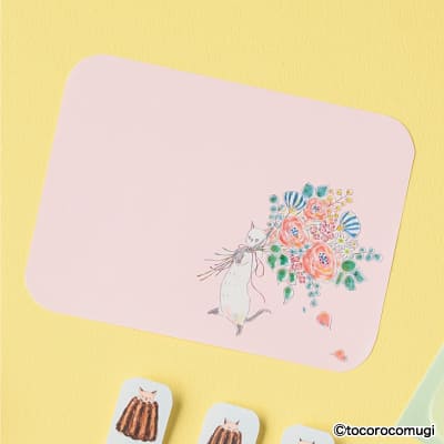 しっかり貼れるピタふせん L（メッセージタイプ）／トコロコムギ おおきな花束にゃんこの画像03