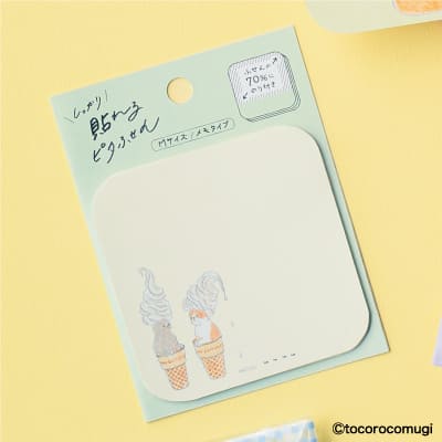 しっかり貼れるピタふせん M（メモタイプ）／トコロコムギ でろでろソフトクリームにゃんこの画像03