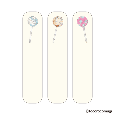 しっかり貼れるピタふせん S（ブックマークタイプ）／トコロコムギ ぺろぺろロリポップにゃんこの画像02
