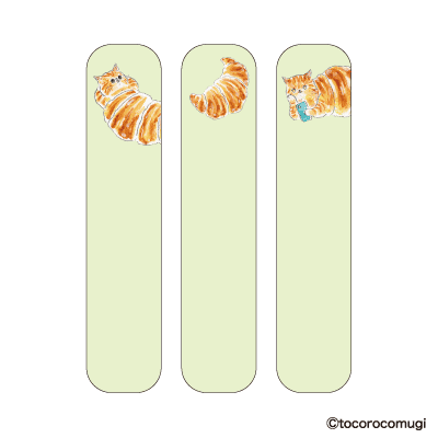 しっかり貼れるピタふせん S（ブックマークタイプ）／トコロコムギ バカンスクロワッサンにゃんこの画像02