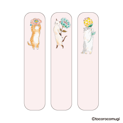 しっかり貼れるピタふせん S（ブックマークタイプ）／トコロコムギ お花の妖精さんにゃんこの画像02