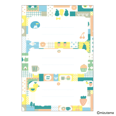 mizutama ちょい書きシール 長方形 パッチワークの画像02