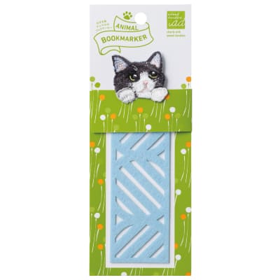 ANIMAL BOOKMARKER 刺繍しおり ハチワレ黒の画像