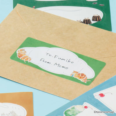 トコロコムギ ちょい書きシール 長方形 ちょっぴりあやしいパン屋さんにゃんこの画像03