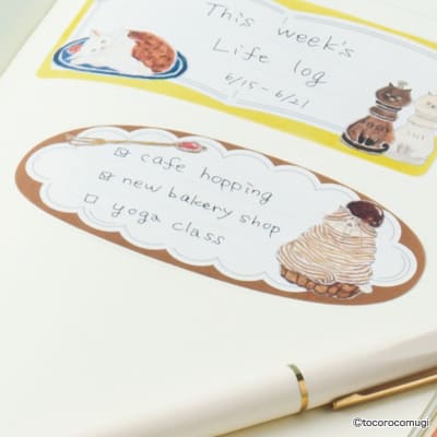 トコロコムギ ちょい書きシール だ円 ほっぺた落ちちゃうスイーツにゃんこの画像03