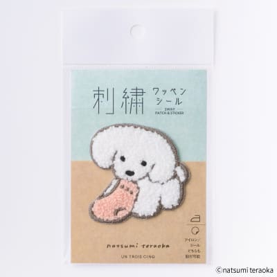 てらおかなつみ 刺繍ワッペンシール くつしたといぬの画像