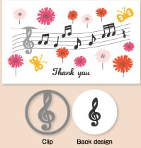 UTC009Music(音符) - クリップつきメッセージカード